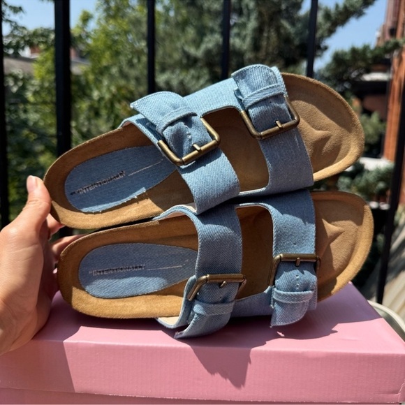 New Free People Rule Breaker Platform Sandals Denim Blue - Picture 5 of 13